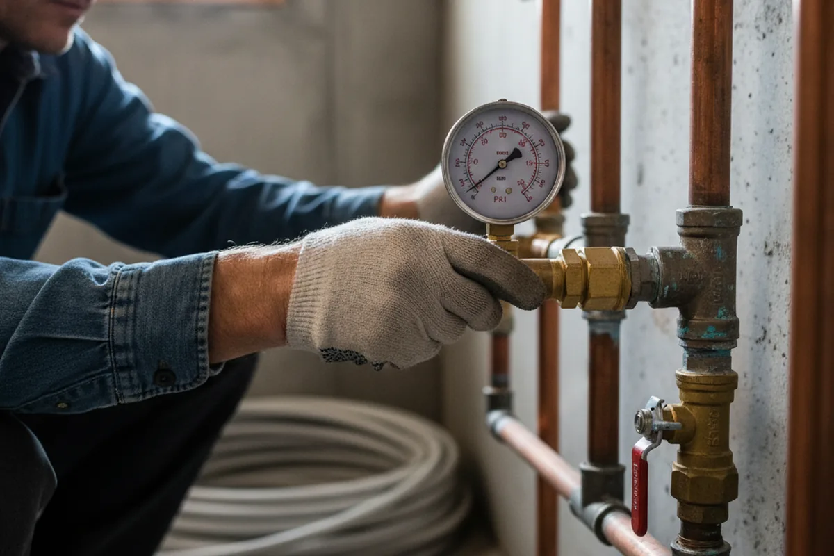 Pressure testing a repaired line during Water Line Repair in Pennsburg